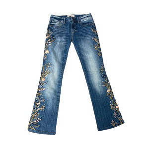 DRIFTWOOD Blue Embroidered Boot Cut Jeans 25